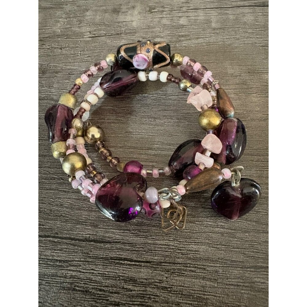Vintage Memory Wire Beaded Bracelet